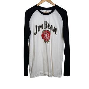 Jim Beam Size Medium Black and White Long Sleeve Jersey T-Shirt